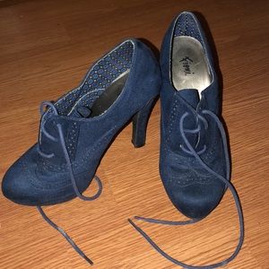Navy Suede lace up heels